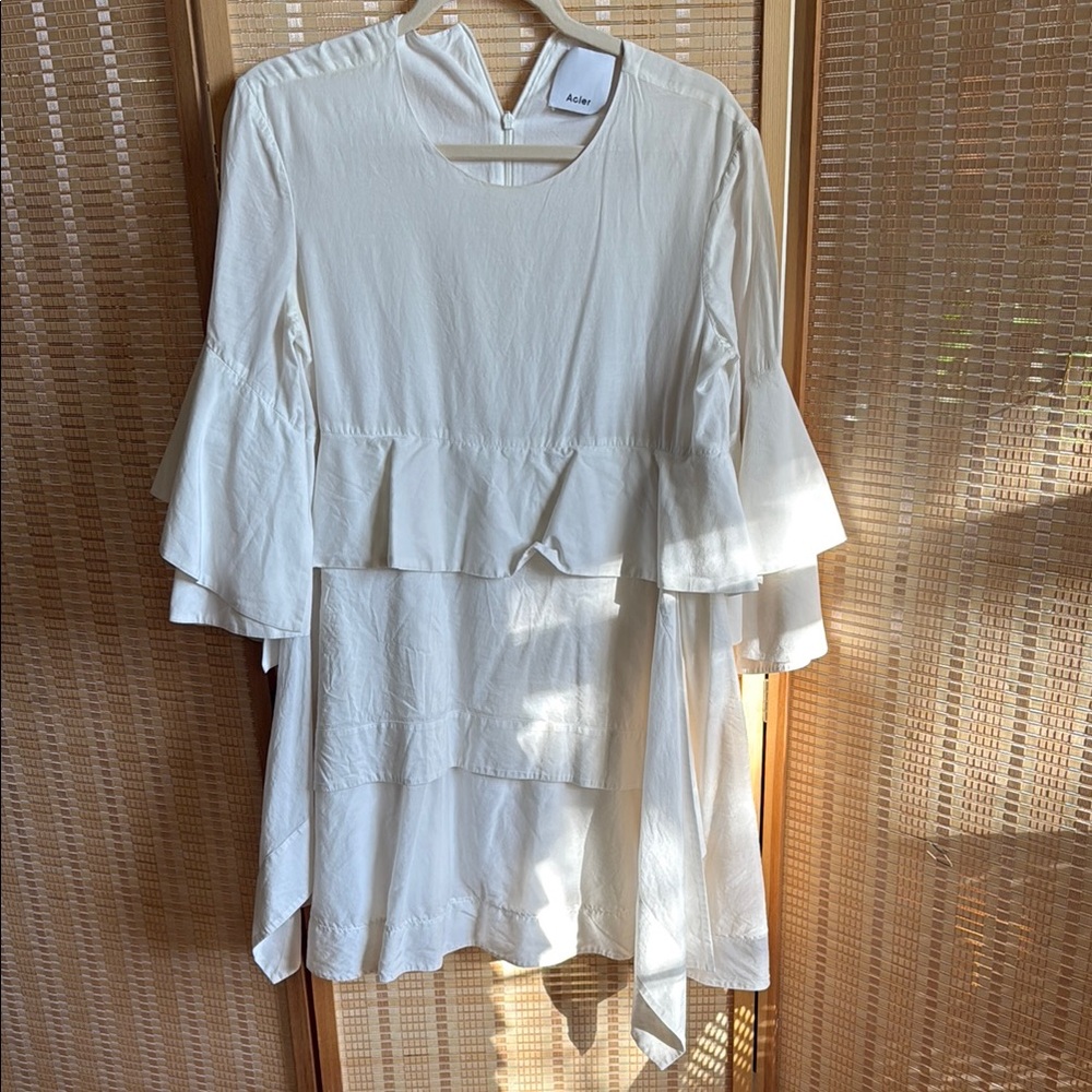 Acler Long Sleeve Cream Dress